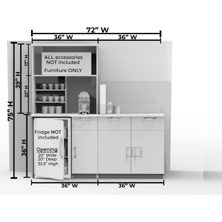 Breaktime 72'' W x 79'' H Kitchen Cabinet Set