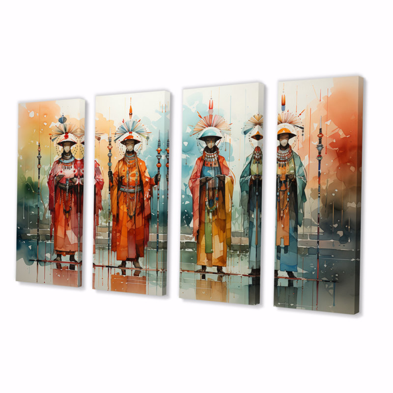 "Native Art Kachinas Dance" sur toile, reproduction de 4 pièces