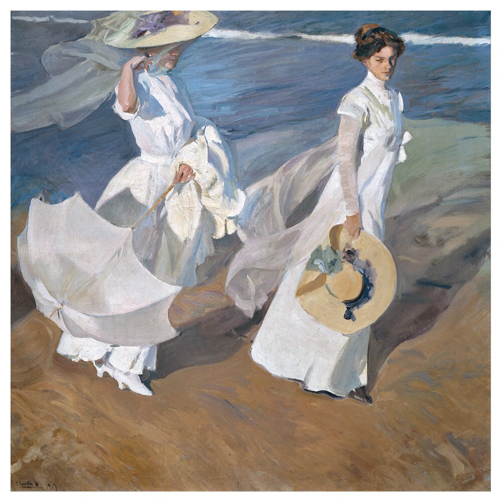 Leinwandbild Spaziergang am Strand von Joaquin Sorolla