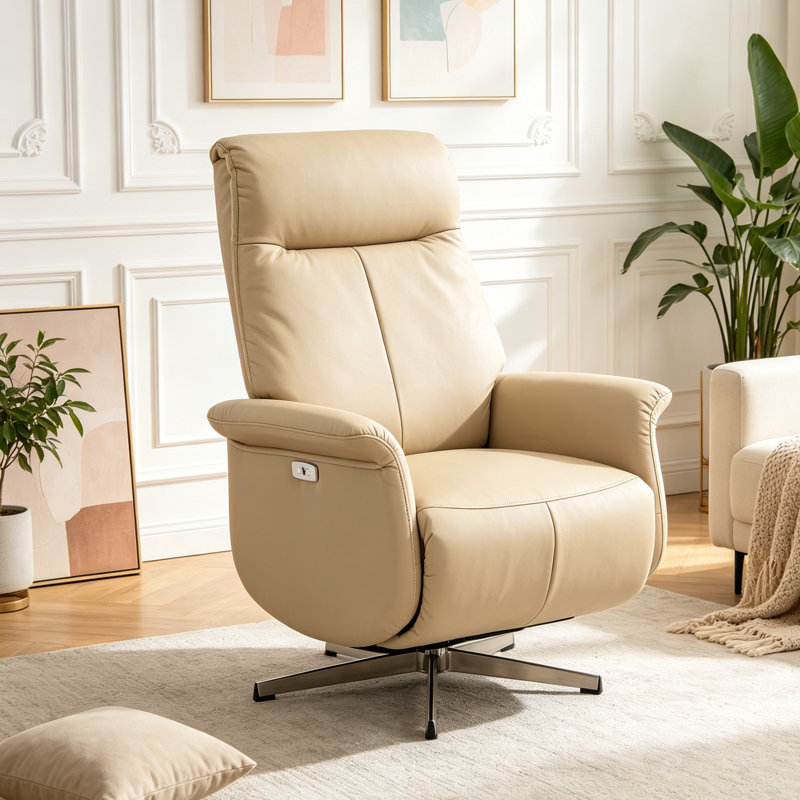 Pu Leather Swivel Recliner Chair,  Swivel Reclining Sofa Chair For Living Room, Bedroom And Office