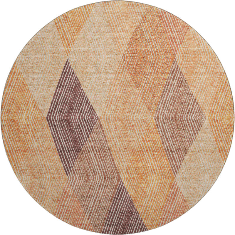 Premium Machine Washable Prisco Orange Rug, Round 8'