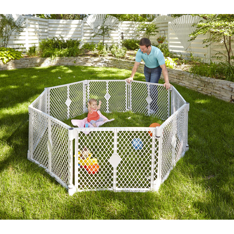 White Portable Safety Play Yard with Gate