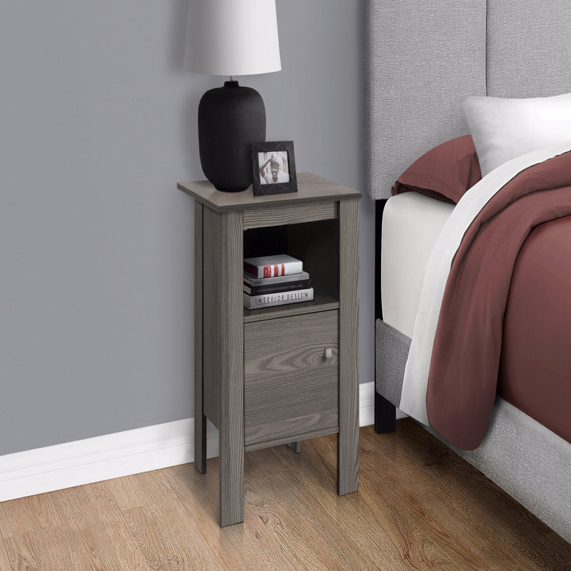 Table d'appoint, table d'appoint, table de bout, table de chevet, lampe, stratifié de rangement, transitionnel, Gris