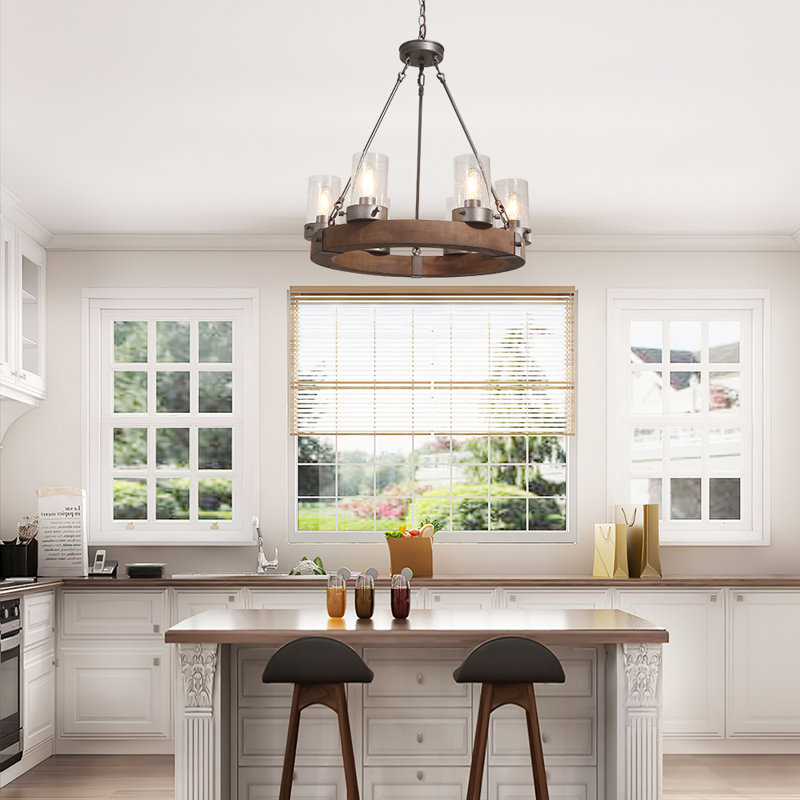 Manette 6 - Light Dimmable Wagon Wheel Chandelier