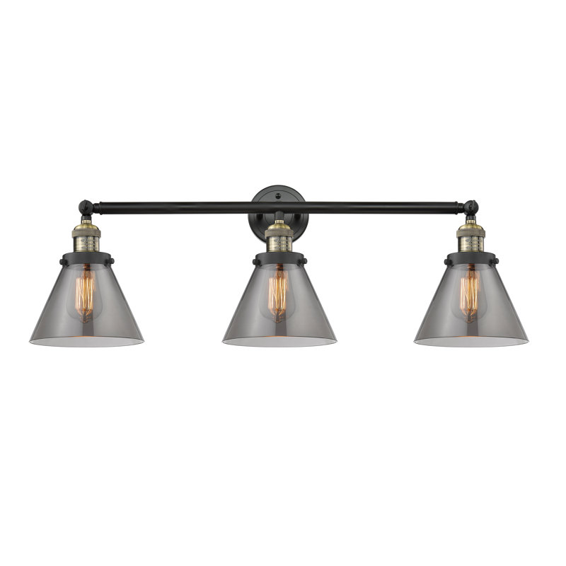 Sartain 3 - Light Dimmable Vanity Light, Smoked, Black Antique Brass, Bulb Not Included