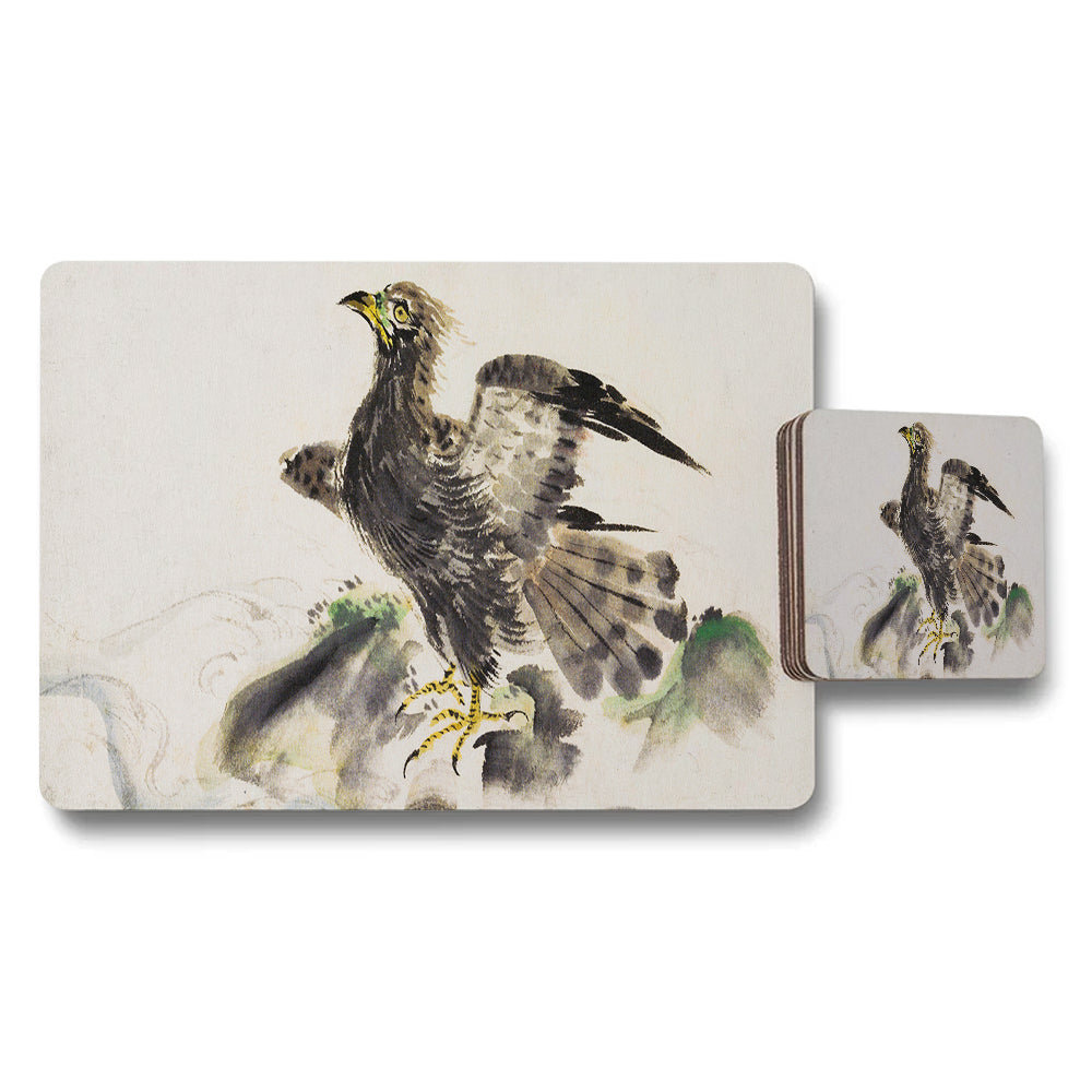 Bird Of Prey Placemats And Coasters Set Watercolor Print