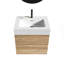 Meuble-lavabo Grace 24 en chêne brut + chêne brut avec lavabo en quartz blanc brillant et tiroirs souples, meuble-lavabo mural flottant pour salle de bain moderne, sans drain ni robinet, KD-1929997928-1929997929