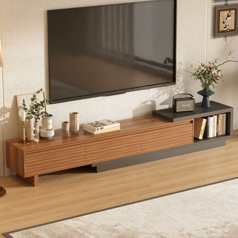 78.74" Modern Asymmetric Tv Stand With Open Storage, Low-Profile Entertainment Center For Tvs Up To 85", Black