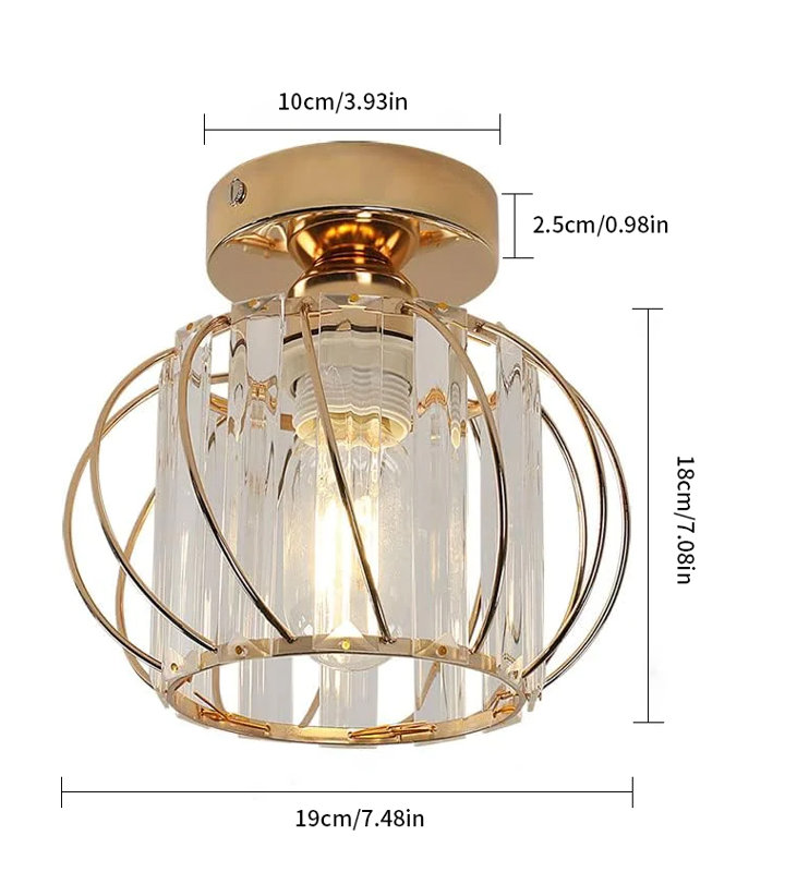 Crystal Chandelier Ceiling Light,Modern Small Flush Mount Ceiling Light,E27 Metal Ceiling Lamp For Kitchen Hallway Dining Rooms Living Rooms