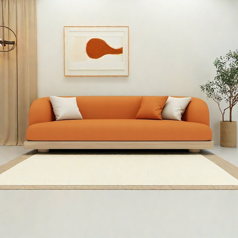 Canapé créatif simple, H 28,74 po x l 94,49 po x P 31,5 po, Orange-brun