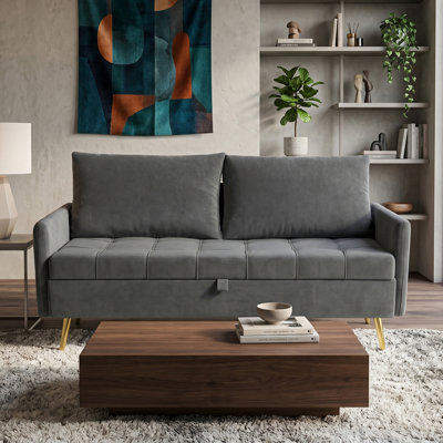 60" W Storage Sofa With 2 USB Charging Ports