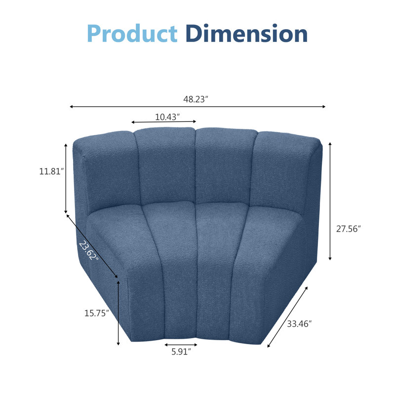 Canapé modulaire incurvé moderne, Blue