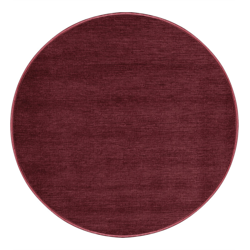 Machine Washable Solid Red Area Rug, Round 7'