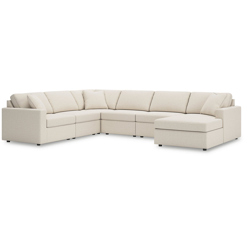Canapé modulaire 6 pièces avec méridienne Chobanyan, Face à la droite, H 36 po x l 140 po x P 107 po, Polyester beige