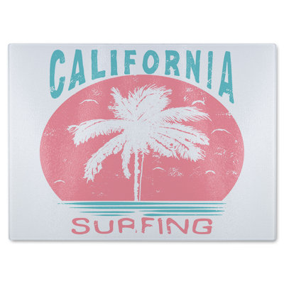California Surfing Glass Chopping Board