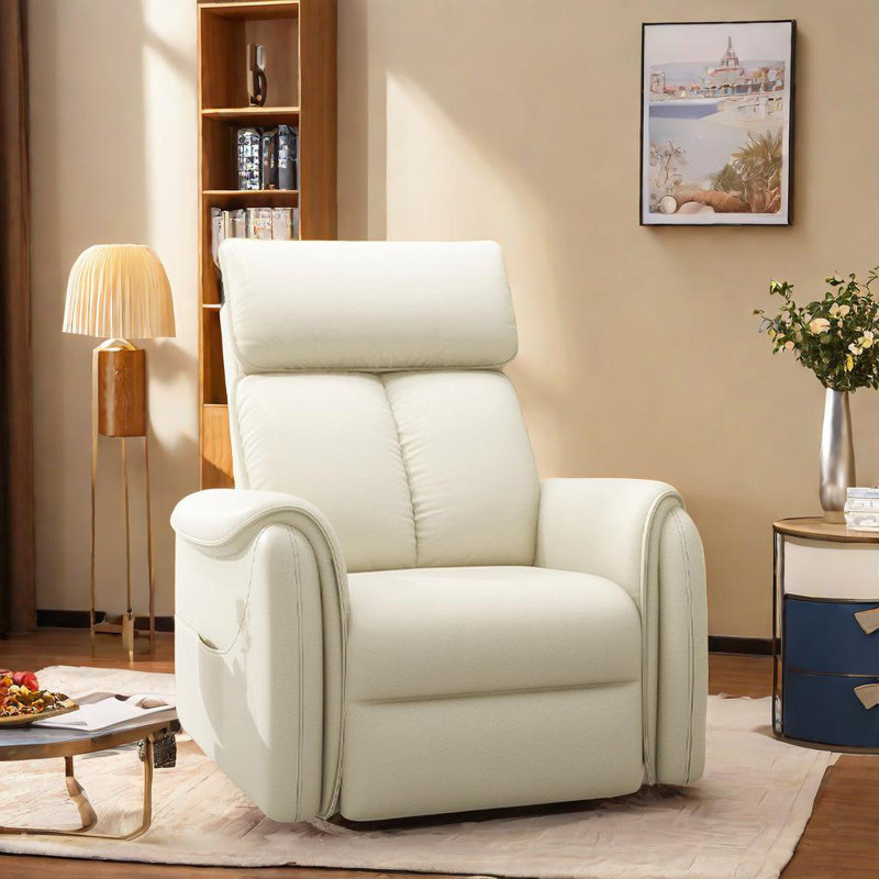Fauteuil inclinable pivotant en similicuir Nolene, Crème