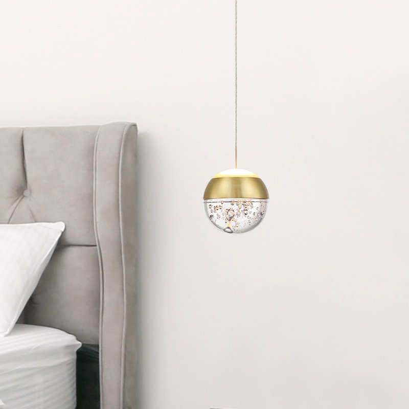 Luminaire suspendu simple à 1 lumière DEL Detrevion, Or brossé