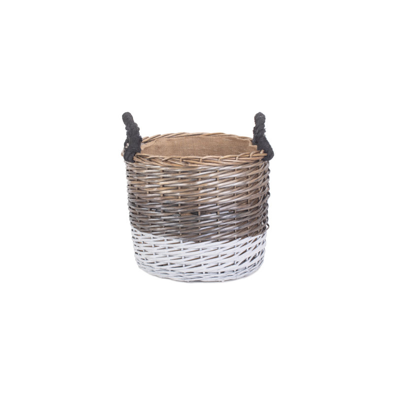 Triple Tone Wicker Storage Basket with Lining