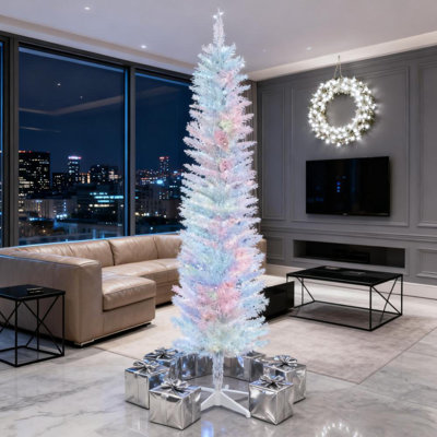 Arbres de Noël compacts en acier blanc, style moderne pour une fête de famille