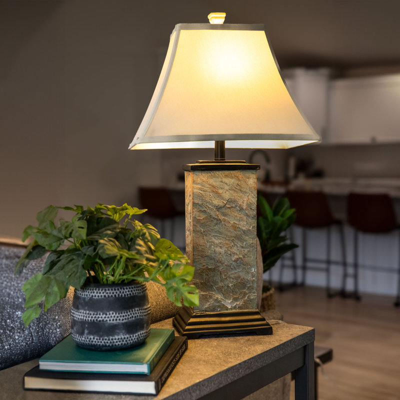 Ensemble de lampes de table et de plancher 3 pièces Timeless Abode, ardoise grise avec abat-jour blanc