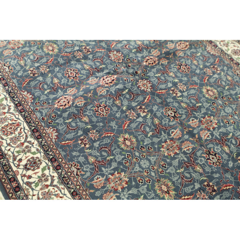 Tapis bleu de haute qualité noué à la main