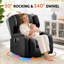 Fauteuil inclinable, berçant et pivotant à deux moteurs avec massage et chaleur, cuir PU noir, 1 fauteuil-2078088729