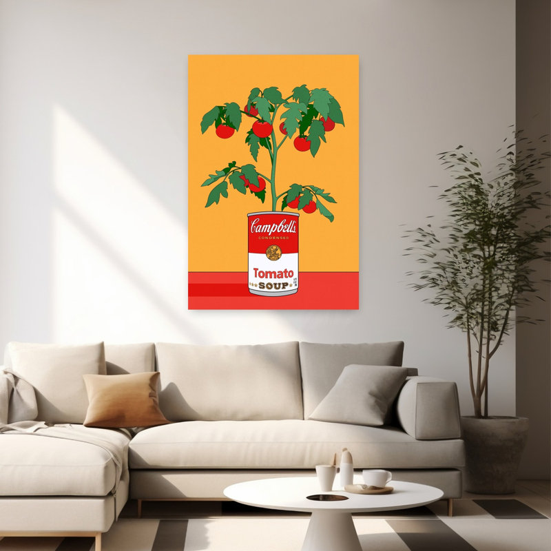 Art contemporain rétro, plante rétro, H 60 po x l 40 po