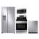 4 Piece Stainless Steel Kitchen Package with Side-by-Side Refrigerator, Freestanding Gas Range, Over-the-Range Microwave and Dishwasher