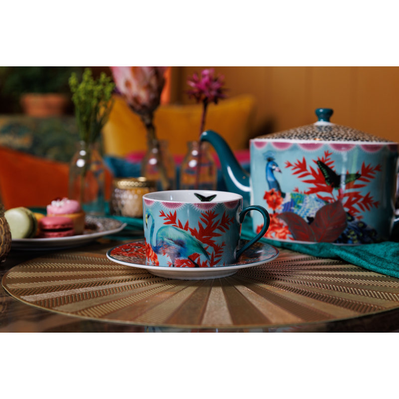 Mikasa x Sarah Arnett Porcelain Cup and Saucer Set, 250ml