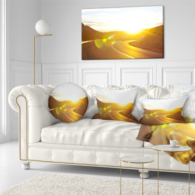 Coussin Road Under Sunset, 12 po x 20 po, Rectangulaire