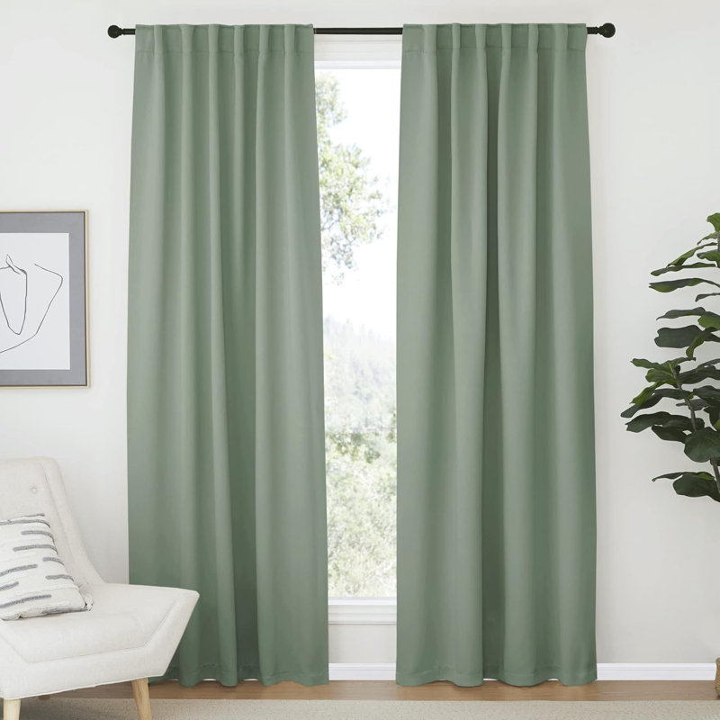 Blackout Curtain Light & Noise Reducing Room Darkening Drapes for Bedroom/Living Room/Kitchen, 2 Pieces, 42" W x 70" L