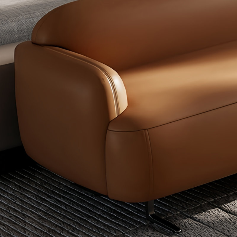 Banc rembourré en cuir Venitta, Orange, H 23,22 po x l 59,05 po x P 21,65 po