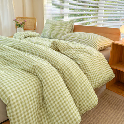 Ensemble d'édredon en microfibre prélavée Gingham
