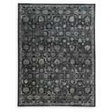 Albermarle Rectangle Floral Machine Woven Polyester Area Rug in Blue/Cream