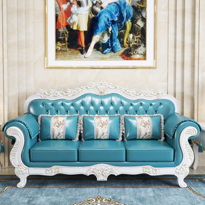 European style light luxury leather sofa.