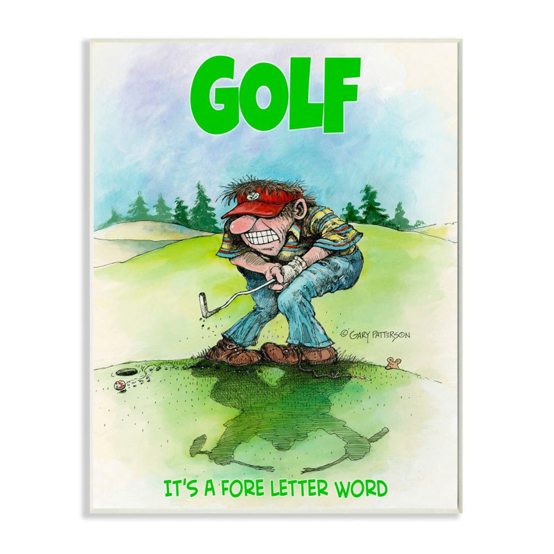 « premier letter word drôle golf drawing sports design » par gary patterson-impression sur dessin, H 19 po x l 13 po