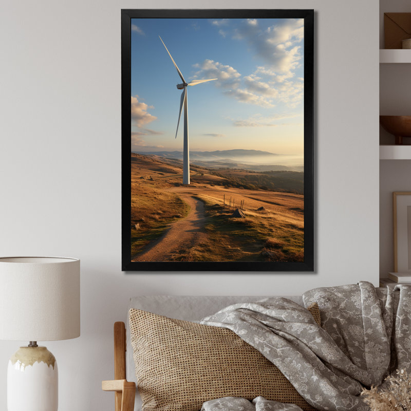 Wind Turbines Track Minimalist Motion II, reproduction d'art sur toile, H 40 po x l 30 po x P 1,5 po, Cadre simple noir