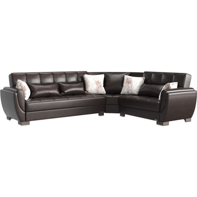 Armada Air Faux Leather Reversible L-Shaped Sleeper Sofa Sectional w/ Storage Seats for Living Room -  Ottomanson, AIR-SEC-116-PU