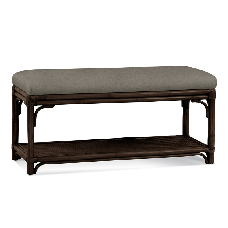 Summer Retreat Wicker Shelf Storage Bench, Coffee, White Textured Performance; 0865-91