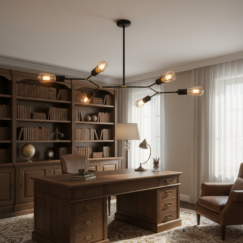 Lustre spoutnik moderne à 6 lumières, Noir