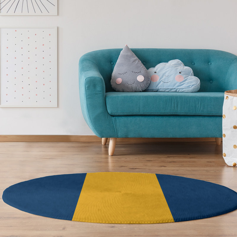 Tapis bleu/jaune, Rond 5 pi