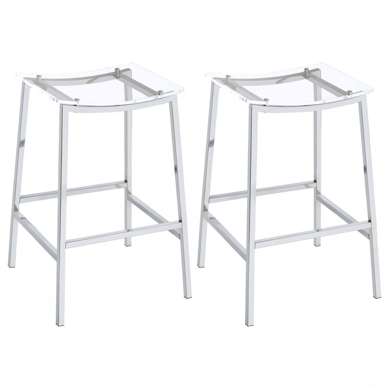 Tabouret chromé sans dossier (ensemble de 2), Tabouret de bar (siège d'une hauteur de 29 po)