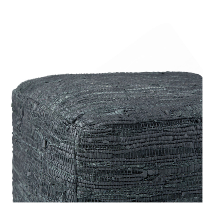 Fredrik - Pouf carré - Gris, Tissu vert foncé