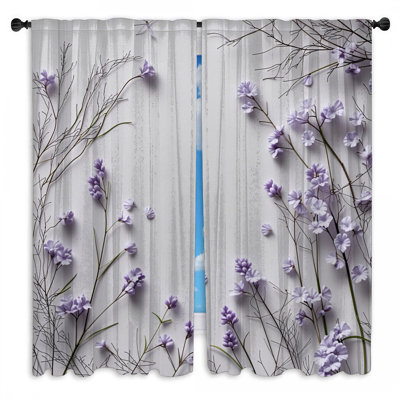 Lavender Window Curtains Floral Sheer & Room Darkening - 2 Panels