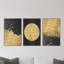 Ensemble 3 pièces d'art mural abstrait en MDF noir et or