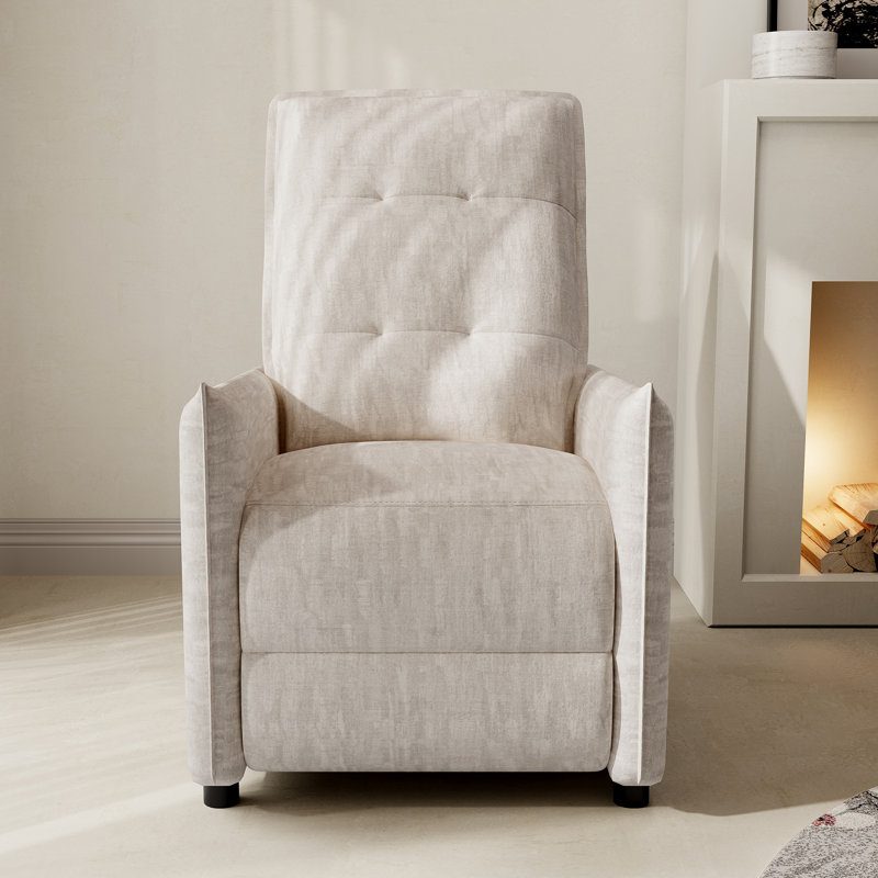 28.5" Wide Upholstered Recliner Manual Pushback Recliner Home Theater Recliner Chair, Beige