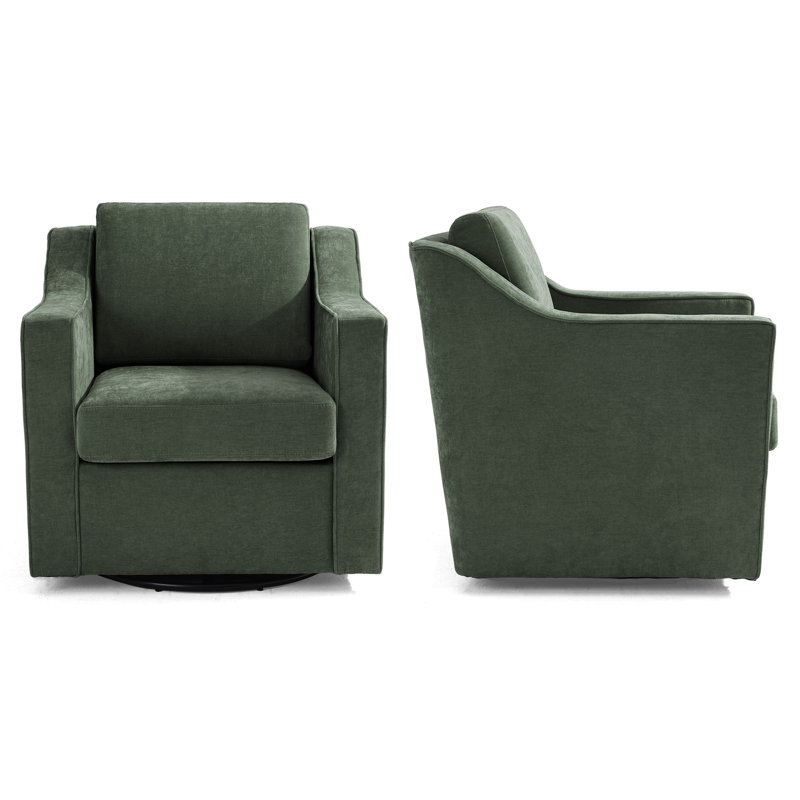 Upholstered Chenille Swivel Armchair, Green