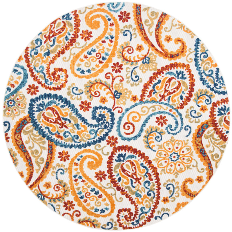 Tapis intérieur / extérieur Schneck Performance Paisley, Rond 6 pi 7 po