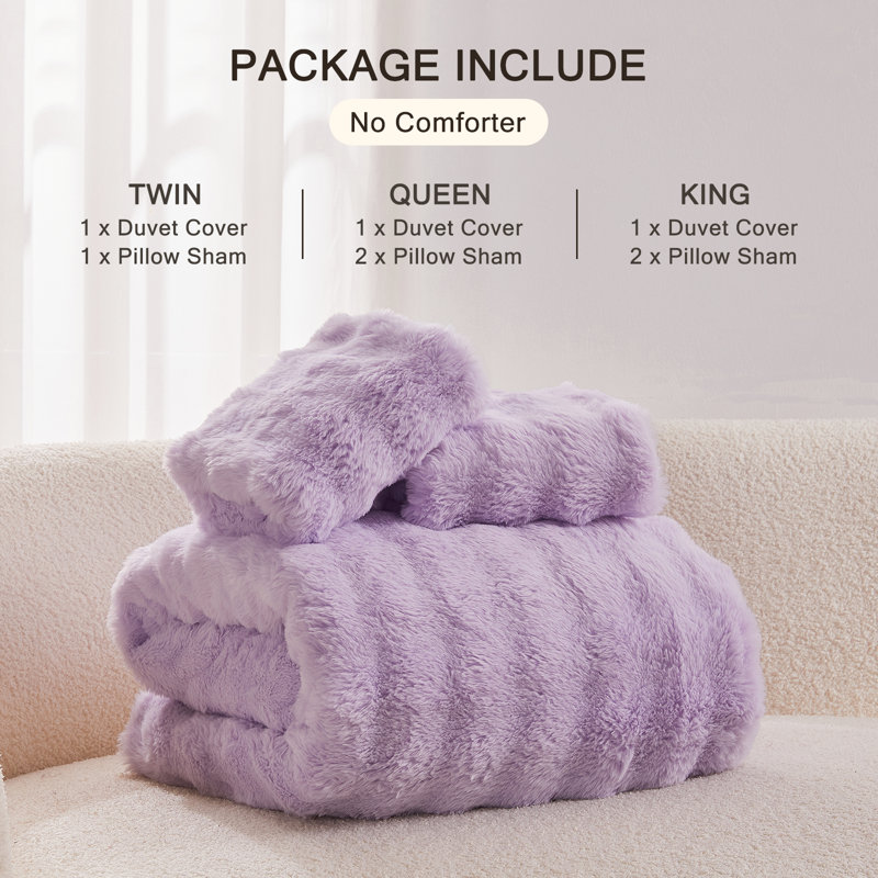 EMME Luxury Elegant Shaggy Bubble Bedding Sets，Faux Fur Duvet Cover  , 2/3 Pieces Soft Fluffy Comforter Cover, Cozy Warm for Winter