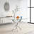 Brintney Contemporary Square Clear Dining Tempered Glass Table with Stainless Steel Legs,dinning table,dining room table-2102820045